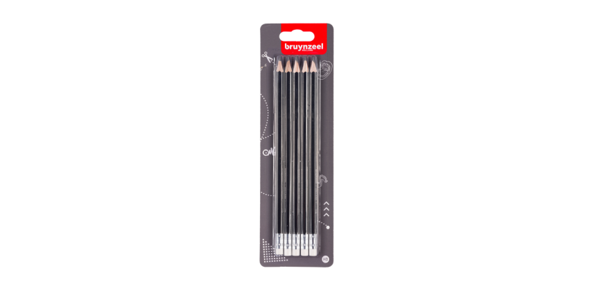 Potlood Bruynzeel Teens HB met gum 5 stuks