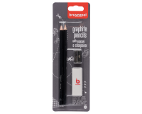 Crayon graphite Bruynzeel Teens HB avec gomme et taille-crayon blister 2 pièces