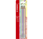 STABILO Swano Graphitstift HB mit pastellfarbenem Radiergummi, sortierte Farben, Etui mit 6 Stück