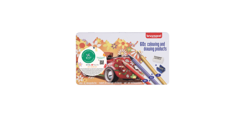 Tekenset Bruynzeel Super Sixties Kever blik à 60 kleuren