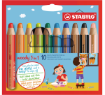 Kleurpotloden STABILO 880 woody 3 in 1 assorti etui à 10 stuks