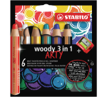 Kleurpotloden STABILO 880 woody 3 in 1 Arty incl puntenslijper ass 6st