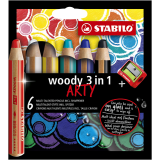 Crayon de couleur STABILO Woody 8806-1-20 étui 6 couleurs + taille-crayon