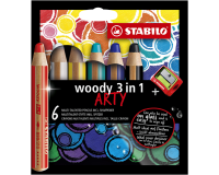 De_lapices de colores stabilo woody 3 en 1 arty line mina xxl estuche de 6 colores surtidos + sacapuntas