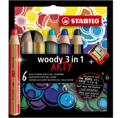 De_lapices de colores stabilo woody 3 en 1 arty line mina xxl estuche de 6 colores surtidos + sacapuntas