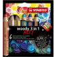 Crayon de couleur STABILO Woody 8806-1-20 étui 6 couleurs + taille-crayon