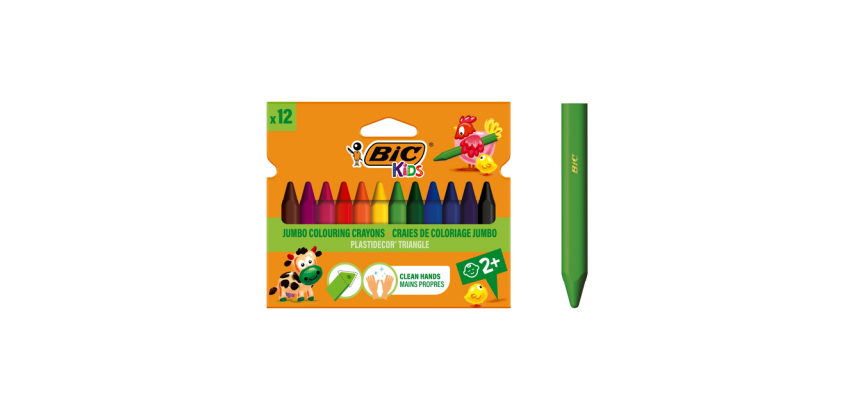 Kleurkrijt BicKids  857 Plastidecor triangel assorti etui à 12st