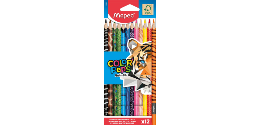 Crayon de couleur Maped Color'Peps Animals set 12 couleurs