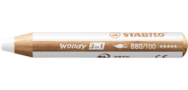 Crayon de couleur STABILO 880 woody 3-en-1 multi-usages blanc