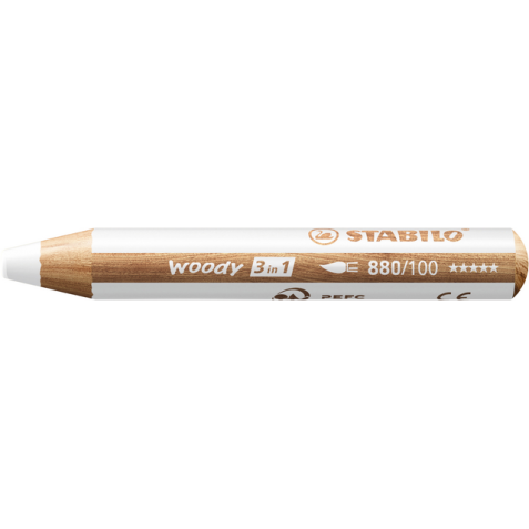 Crayon de couleur STABILO 880 woody 3-en-1 multi-usages blanc