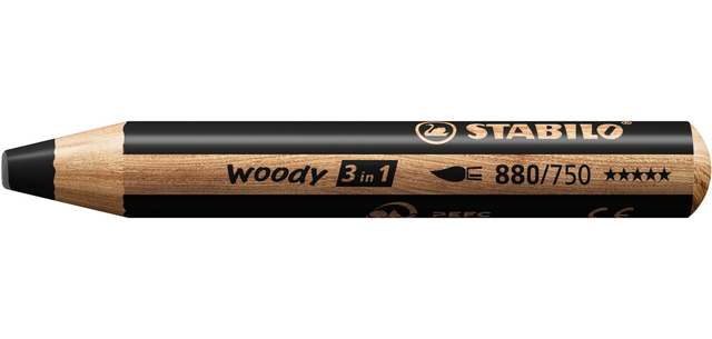 Kleurpotloden STABILO 880 woody 3 in 1 multitalent zwart