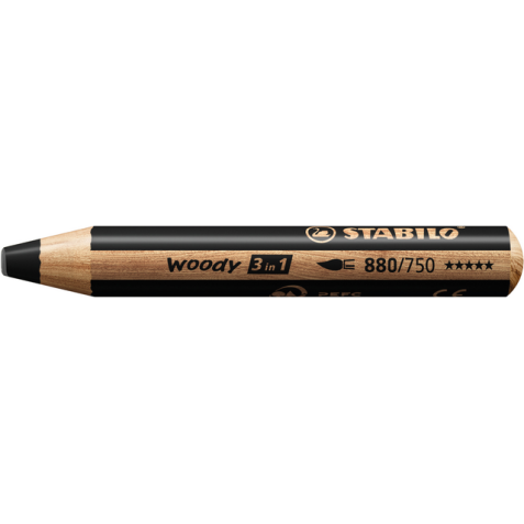 Kleurpotloden STABILO 880 woody 3 in 1 multitalent zwart