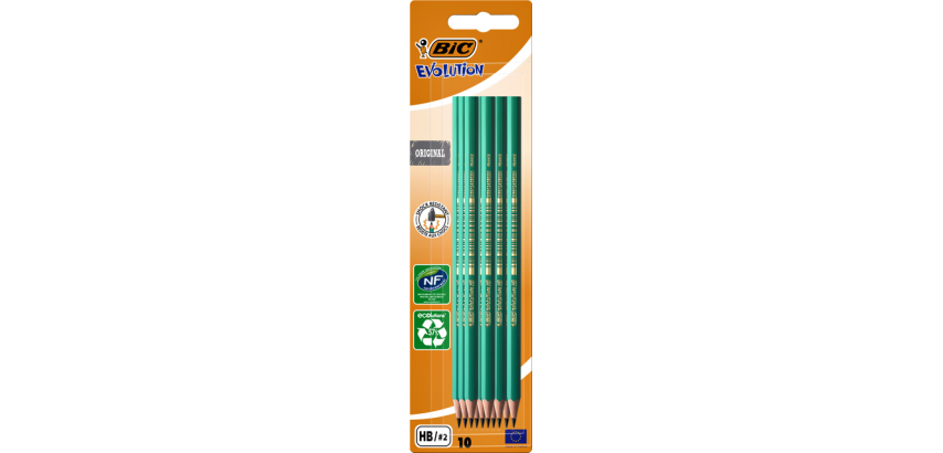 Crayon BIC Evolution ECOlutions 655 hexagonal HB blister 10 pièces