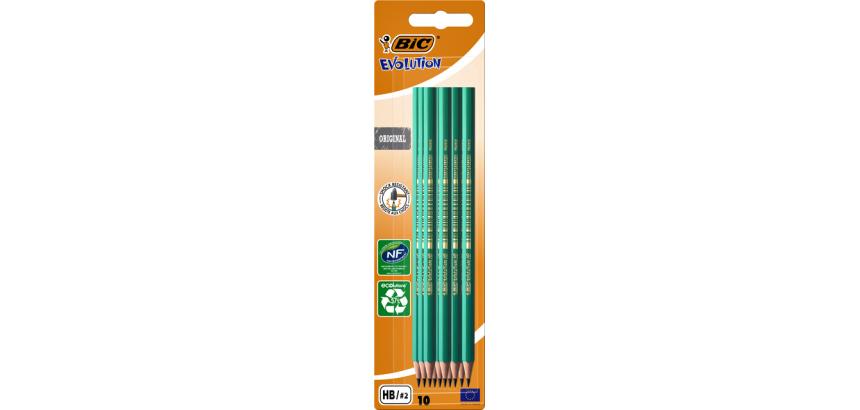 BIC Evolution ECOlutions hexagonal pencil 655 HB blister pack of 10 pieces