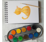 Peinture à l'eau Bruynzeel Kids avec pinceau set 12 pastilles assorti