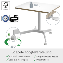 Manueller Kompakt-Schreibtisch - Steh-Sitz-Tisch - Weiß - Leitz Ergo