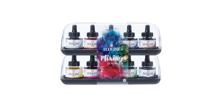 Encre Talens Ecoline avec piptette set additionel 10 couleurs assorties
