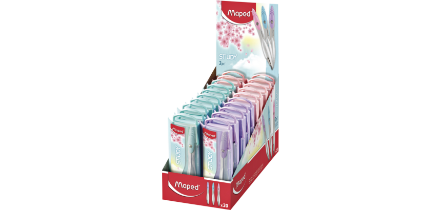 Compas Maped Study 2 parties présentoir 20 pièces pastel assorti