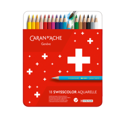 Crayon de couleur Caran d’Ache Swisscolor Aquarel 18 pièces assorti