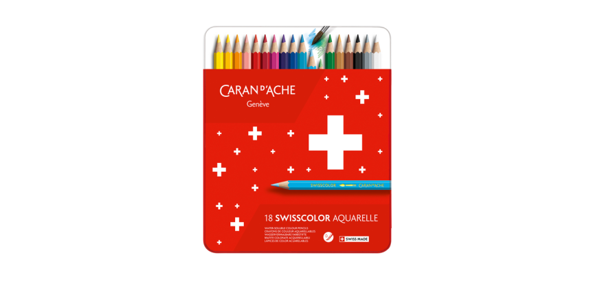 Crayon de couleur Caran d’Ache Swisscolor Aquarel 18 pièces assorti