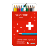 Crayon de couleur Caran d’Ache Swisscolor Aquarel 12 pièces assorti