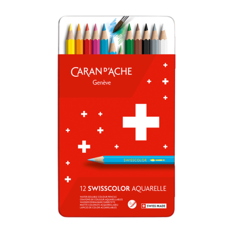 Kleurpotloden Caran d'Ache Swisscolor aquarel 12 stuks assorti