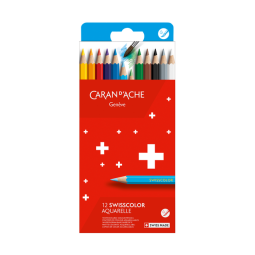 En_lapiz caran d'ache linea escolar acuarelable fsc caja carton de 12 colores