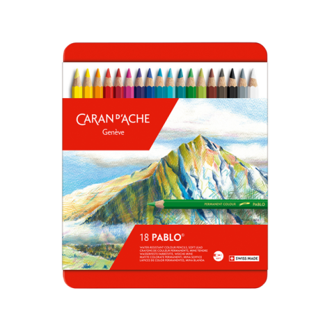 Crayon de couleur Caran d’Ache Pablo boîte 18 pièces assorti