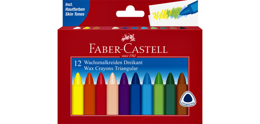 Triangular Wax Crayons Faber-Castell Assorted Set of 12 Pieces