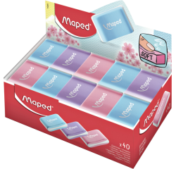 Gomme Maped Essentials Soft présentoir 40 pièces pastel assorti
