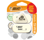 Gomme crayon BIC galet PVC tendre blanc 3 pièces