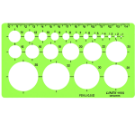 Cirkelsjabloon Linex 22 cirkels met inktvoetjes 1-35mm groen