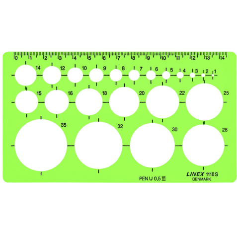 Gabarit de Cercles Linex 22 1-35mm Plots anti-tache vert