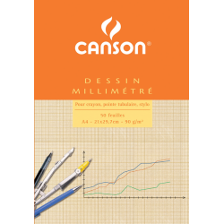 Bloc de papier millimétré Canson A4 marron clair 50 feuilles