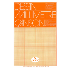 Bloc de papier millimétré Canson A3 impression marron clair 50 feuilles 72g blanc