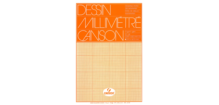 Canson A3 grid paper pad light brown print 50 sheets 72g white