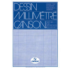 Bloc de papier millimétré Canson A3 impression bleu 50 feuilles 72g blanc
