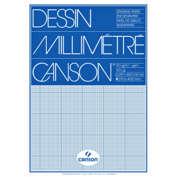 Bloc de papier millimétré Canson A3 bleu 50 feuilles