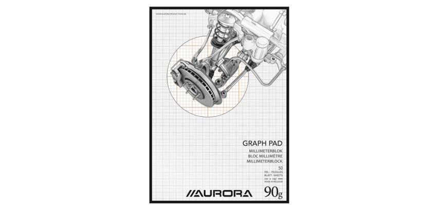 Aurora A4 graph paper pad 50 sheets 90g brown
