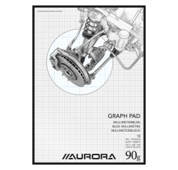 Bloc papier millimétré Aurora A4 50 feuilles 90g bleu
