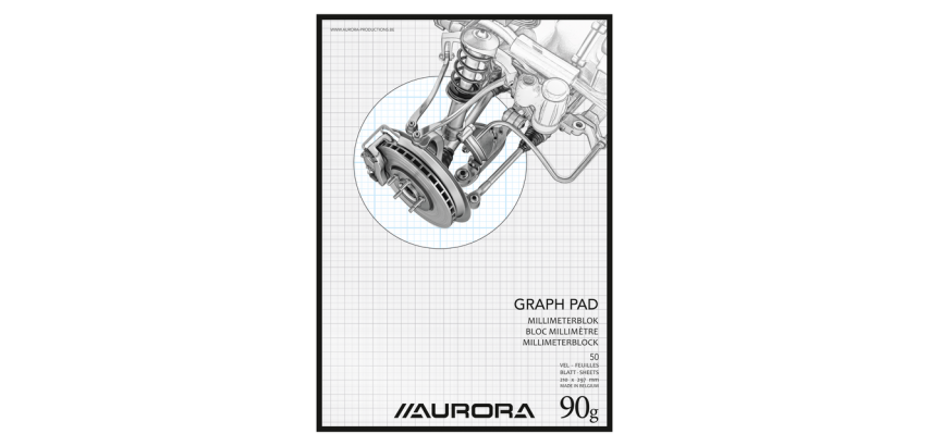 Aurora A4 Graph Paper Pad 50 Sheets 90g Blue