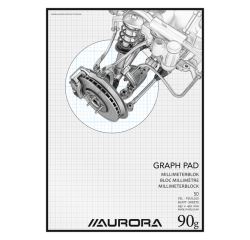 Bloc papier millimétré Aurora A3 50 feuilles 90g bleu