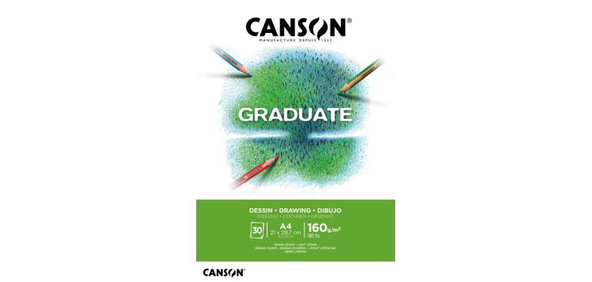 Bloc à dessin Canson Graduate Dessin A4 30 feuilles 160g blanc