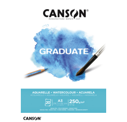 Bloc aquarelle Canson Graduate Watercolour A3 20 feuilles 250g blanc