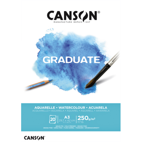 Aquarelblok Canson Graduate A3 250gr 20 vel