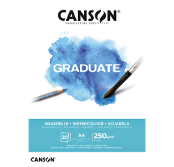 Bloc aquarelle Canson Graduate Watercolour A4 20 feuilles 250g blanc