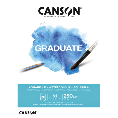 Bloc aquarelle Canson Graduate A4 250g 20 feuilles