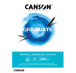 Bloc aquarelle Canson Graduate Watercolour A5 20 feuilles 250g blanc