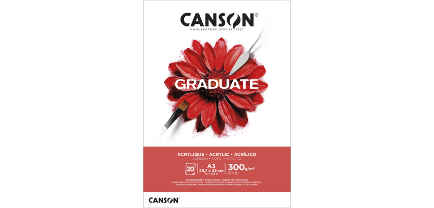 Bloc peinture Huile & Acrylique Canson Graduate A3 20 feuilles 290g blanc