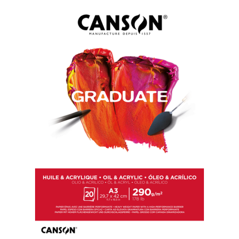 Olie Acrylblok Canson Graduate A3 290gr 20vel